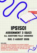 IPS1501 Assignment 3 &lpar;Quiz&rpar; MEMO &vert; Due 3 August 2026