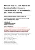 Maryville NURS 612 Exam Practice Test &NewLine;Questions And Correct Answers &NewLine;&lpar;Verified Answers&rpar; Plus Rationales 2026 &NewLine;Q&A Instant Download Pdf 