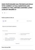 OHIO STATE BOARD NAIL TECHNICIANS EXAM WITH CORRECT ACTUAL QUESTIONS AND CORRECTLY WELL DEFINED ANSWERS LATEST ALREADY GRADED A&plus;