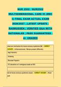 NUR 2502 &sol; NUR2502 &NewLine;MULTIDIMENSIONAL CARE III &lpar;MDC &NewLine;3&rpar; FINAL EXAM ACTUAL EXAM &NewLine;2026&sol;2027 &vert; LATEST UPDATE &vert; &NewLine;RASMUSSEN &vert; VERIFIED Q&A WITH &NewLine;RATIONALES &vert; PASS GUARANTEED - &NewLine;A&plus; GRADED