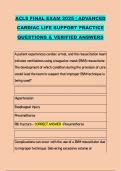 ACLS FINAL EXAM 2025 &vert; ADVANCED &NewLine;CARDIAC LIFE SUPPORT PRACTICE &NewLine;QUESTIONS & VERIFIED ANSWERS