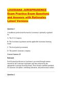 LOUISIANA JURISPRUDENCE Exam Practice Exam Questions and Answers with Rationales Latest Versions&period;