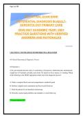 NR576 FINAL EXAM BANK&NewLine;Differential Diagnosis in Adult-Gerontology Primary Care&NewLine;2026-2027 Academic Year &vert; 250&plus; Practice Questions with Verified Answers and Rationales