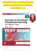 Success in Practical&sol;Vocational Nursing&colon; From Student to Leader&comma; 10th Edition Test Bank &vert; Chapters 1&ndash;19 Questions & Answers &vert; Latest Study Guide 2026 &vert; Carroll