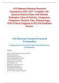 ATI Maternal-Newborn Proctored &NewLine;Examination 2026&ndash;2027 &vert; Complete 100&NewLine;Question Practice Exam with Detailed &NewLine;Rationales&comma; Labor & Delivery&comma; Antepartum&comma; &NewLine;Postpartum&comma; Newborn Care&comma; Pharmacology&comma; &NewLine;NGN Clinical Judgment & NCLEX Readiness&NewLine;Review