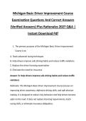 Michigan Basic Driver Improvement Course &NewLine;Examination Questions And Correct Answers &NewLine;&lpar;Verified Answers&rpar; Plus Rationales 2027 Q&A &vert; &NewLine;Instant Download Pdf