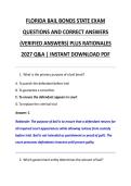 FLORIDA BAIL BONDS STATE EXAM &NewLine;QUESTIONS AND CORRECT ANSWERS &NewLine;&lpar;VERIFIED ANSWERS&rpar; PLUS RATIONALES &NewLine;2027 Q&A &vert; INSTANT DOWNLOAD PDF 