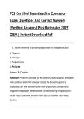 PCE Certified Breastfeeding Counselor &NewLine;Exam Questions And Correct Answers &NewLine;&lpar;Verified Answers&rpar; Plus Rationales 2027 &NewLine;Q&A &vert; Instant Download Pdf 