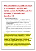 NCLEX RN Pharmacological & Parenteral &NewLine;Therapies Exam 3 Questions And &NewLine;Correct Answers &lpar;Verified Answers&rpar; Plus &NewLine;Rationales 2026 Q&A &vert; Instant &NewLine;Download Pdf