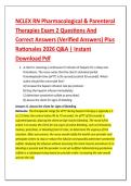 NCLEX RN Pharmacological & Parenteral &NewLine;Therapies Exam 2 Questions And &NewLine;Correct Answers &lpar;Verified Answers&rpar; Plus &NewLine;Rationales 2026 Q&A &vert; Instant &NewLine;Download Pdf