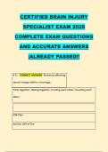 CERTIFIED BRAIN INJURY &NewLine;SPECIALIST EXAM 2026 &NewLine;COMPLETE EXAM QUESTIONS &NewLine;AND ACCURATE ANSWERS &NewLine;&vert;ALREADY PASSED&excl;&excl; 