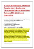 NCLEX RN Pharmacological & Parenteral &NewLine;Therapies Exam 1 Questions And &NewLine;Correct Answers &lpar;Verified Answers&rpar; Plus &NewLine;Rationales 2026 Q&A &vert; Instant &NewLine;Download Pdf