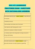 2023 ATI LEADERSHIP &NewLine;PROCTORED EXAM &ndash; QUESTIONS &NewLine;WITH RATIONALIZED ANSWERS &NewLine;