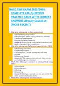 NACC PSW EXAM 2025&sol;2026&colon; COMPLETE 200-QUESTION PRACTICE BANK WITH CORRECT ANSWERS Already Graded A&plus; &lbrack;MOST RECENT&rsqb;
