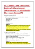 NCLEX RN Basic Care & Comfort Exam 2&NewLine;Questions And Correct Answers &NewLine;&lpar;Verified Answers&rpar; Plus Rationales 2026 &NewLine;Q&A &vert; Instant Download Pdf