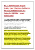 NCLEX RN Psychosocial Integrity &NewLine;Practice Exam 5 Questions And Correct &NewLine;Answers &lpar;Verified Answers&rpar; Plus &NewLine;Rationales 2026 Q&A &vert; Instant &NewLine;Download Pdf