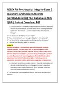 NCLEX RN Psychosocial Integrity Exam 2&NewLine;Questions And Correct Answers &NewLine;&lpar;Verified Answers&rpar; Plus Rationales 2026 &NewLine;Q&A &vert; Instant Download Pdf