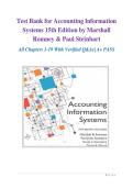 Test Bank - Accounting Information Systems 15th Edition&comma; Marshall B Romney ALL CHAPTERS&vert; LATEST 2026