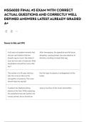 NSG6020 FINAL &num;3 EXAM WITH CORRECT ACTUAL QUESTIONS AND CORRECTLY WELL DEFINED ANSWERS LATEST ALREADY GRADED A&plus;