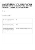 SMARTSERVE EXAM WITH CORRECT ACTUAL QUESTIONS AND CORRECTLY WELL DEFINED ANSWERS LATEST ALREADY GRADED A&plus;