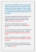 REAL ESTATE FUNDAMENTALS FINAL EXAM &vert;&vert; MOST &NewLine;RECENT EXAM 2026&vert; 2027 ACTUAL COMPLETE REAL &NewLine;EXAM QUESTIONS AND CORRECTLY WELL DEFINED &NewLine;ANSWERS &lpar;VEERIFIED ANSWERS&rpar; ALREADY GRADED &NewLine;A&plus; &vert; GUARANTEED SUCCESS&excl;&excl; NEWEST EXAM &vert; JUST &NewLine;RELEASED&excl;&excl;