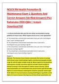 NCLEX RN Health Promotion & &NewLine;Maintenance Exam 1 Questions And &NewLine;Correct Answers &lpar;Verified Answers&rpar; Plus &NewLine;Rationales 2026 Q&A &vert; Instant &NewLine;Download Pdf