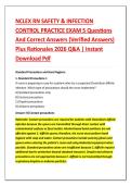 NCLEX RN SAFETY & INFECTION &NewLine;CONTROL PRACTICE EXAM 5 Questions &NewLine;And Correct Answers &lpar;Verified Answers&rpar; &NewLine;Plus Rationales 2026 Q&A &vert; Instant &NewLine;Download Pdf