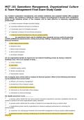 MGT 101 Operations Management&comma; Organizational Culture & Team Management Final Exam Study Guide