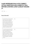 IAABO REFRESHER EXAM WITH CORRECT ACTUAL QUESTIONS AND CORRECTLY WELL DEFINED ANSWERS LATEST ALREADY GRADED A&plus;
