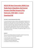 NCLEX RN Next Generation &lpar;NGN&rpar; Case &NewLine;Study Exam 6 Questions And Correct &NewLine;Answers &lpar;Verified Answers&rpar; Plus &NewLine;Rationales 2026 Q&A &vert; Instant &NewLine;Download Pdf
