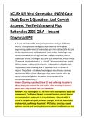 NCLEX RN Next Generation &lpar;NGN&rpar; Case &NewLine;Study Exam 1 Questions And Correct &NewLine;Answers &lpar;Verified Answers&rpar; Plus &NewLine;Rationales 2026 Q&A &vert; Instant &NewLine;Download Pdf