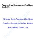 Advanced Health Assessment Final Exam &NewLine;Questions And Correct Verified Answers &NewLine;New Updated Version 2026