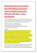 NCLEX RN Comprehensive Practice &NewLine;Exam 005 Questions And Correct &NewLine;Answers &lpar;Verified Answers&rpar; Plus &NewLine;Rationales 2026 Q&A &vert; Instant &NewLine;Download Pdf