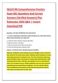 NCLEX RN Comprehensive Practice &NewLine;Exam 001 Questions And Correct &NewLine;Answers &lpar;Verified Answers&rpar; Plus &NewLine;Rationales 2026 Q&A &vert; Instant &NewLine;Download Pdf
