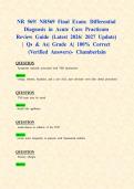 NR 569&sol; NR569 Final Exam&colon; Differential Diagnosis in Acute Care Practicum Review Guide &lpar;Latest 2026&sol; 2027 Update&rpar; &vert; Qs & As&vert; Grade A&vert; 100&percnt; Correct &lpar;Verified Answers&rpar;- Chamberlain