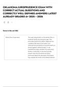 OKLAHOMA JURISPRUDENCE EXAM WITH CORRECT ACTUAL QUESTIONS AND CORRECTLY WELL DEFINED ANSWERS LATEST ALREADY GRADED A&plus; 2025 &ndash; 2026