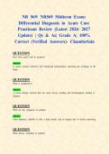 NR 569&sol; NR569 Midterm Exam&colon; Differential Diagnosis in Acute Care Practicum Review &lpar;Latest 2026&sol; 2027 Update&rpar; &vert; Qs & As&vert; Grade A&vert; 100&percnt; Correct &lpar;Verified Answers&rpar;- Chamberlain