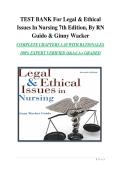 Test Bank  Legal and Ethical Issues in Nursing&comma; 7th Edition &comma;Ginny Wacker Guido&comma;  Verified Answers with Rationales A&plus; Graded Newest
