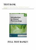 Test bank for Introduction to Clinical Pharmacology&NewLine;by Constance G&period; Visovsky PhD RN ACNP-BC FAAN &lpar;Author&rpar;&comma; Cheryl H&period; Zambroski PhD RN &lpar;Author&rpar; all pages fully covered with test questions and answers guide A&plus;