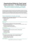 Organizational Behavior Final Actual Exam &ndash; Higher Education Business Curriculum &ndash; 2026&sol;2027 Academic Year &ndash; Verified Questions and Answers for University-Level Business and Management Students