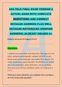 AHA PALS FINAL EXAM VERSION A &NewLine;ACTUAL EXAM WITH COMPLETE &NewLine;QUESTIONS AND CORRECT &NewLine;DETAILED ANSWERS PLUS WELL &NewLine;DETAILED RATIONALES &lpar;VERIFIED &NewLine;ANSWERS&rpar; &vert;ALREADY GRADED A&plus; 