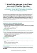 EPA Lead Risk Assessor Actual Exam &ndash; Environmental Protection Agency &lpar;EPA&rpar; Accredited Certification &ndash; 2026&sol;2027 Academic Year &ndash; Verified Questions and Answers for Professional Environmental Health and Lead Safety Candidates