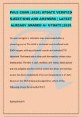 PALS EXAM &lpar;2026&rpar; UPDATE VERIFIED &NewLine;QUESTIONS AND ANSWERS &vert; LATEST &NewLine;ALREADY GRADED A&plus; UPDATE &vert;2026
