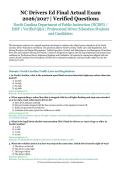 NC Drivers Ed Final Actual Exam &ndash; North Carolina Department of Public Instruction &lpar;NCDPI&rpar; &sol; DMV &ndash; 2026&sol;2027 Academic Year &ndash; Verified Questions and Answers for Driver Education Students and Licensing Candidates