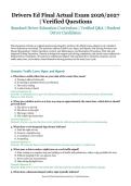 Drivers Ed Final Actual Exam &ndash; Standard Driver Education Curriculum &ndash; 2026&sol;2027 Academic Year &ndash; Verified Questions and Answers for Student Driver Candidates