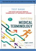 Test bank for quick and easy medical terminology 10th &NewLine;edition by leonard chapter 1-17 &CenterDot; medical lab science