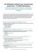 Air Methods Critical Care Actual Exam &ndash; Air Methods &sol; Global Medical Response &ndash; 2026&sol;2027 Academic Year &ndash; Verified Questions and Answers for Professional Flight Nurses and Critical Care Paramedic Candidates