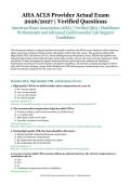 AHA ACLS Provider Actual Exam 2026&sol;2027 &vert; Verified Questions&NewLine;American Heart Association &lpar;AHA&rpar; &vert; Verified Q&A &vert; Healthcare Professionals and Advanced Cardiovascular Life Support Candidates&NewLine;