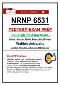 NRNP 6531 Midterm Exam Prep &lpar;Latest 2026&sol;2027 Update&rpar; Primary Care Adults Actual Questions & Answers &vert; Walden &lpar;PDF&rpar;
