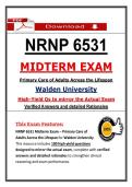 Walden NRNP 6531 Midterm Exam &lpar;Latest 2026&sol;2027 Update&rpar; Primary Care Adults Actual Questions & Answers&comma; 100&percnt; Guarantee Pass